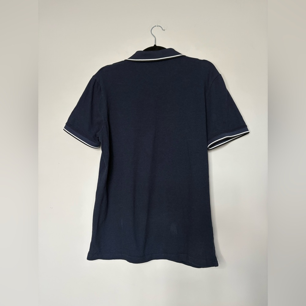 Mens Truth & Substance Classic Navy Polo Shirt Size M Contrast Trim Minimal - Picture 3 of 9